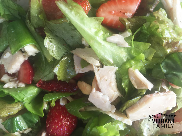 Here's the perfect summer salad recipe: Strawberry Chicken Salad with cashews, lime and basil! Such a perfect combination of savory and sweet... and of course that incredible strawberry flavor! The pictures alone in this post will make your mouth water! Your family will love it!