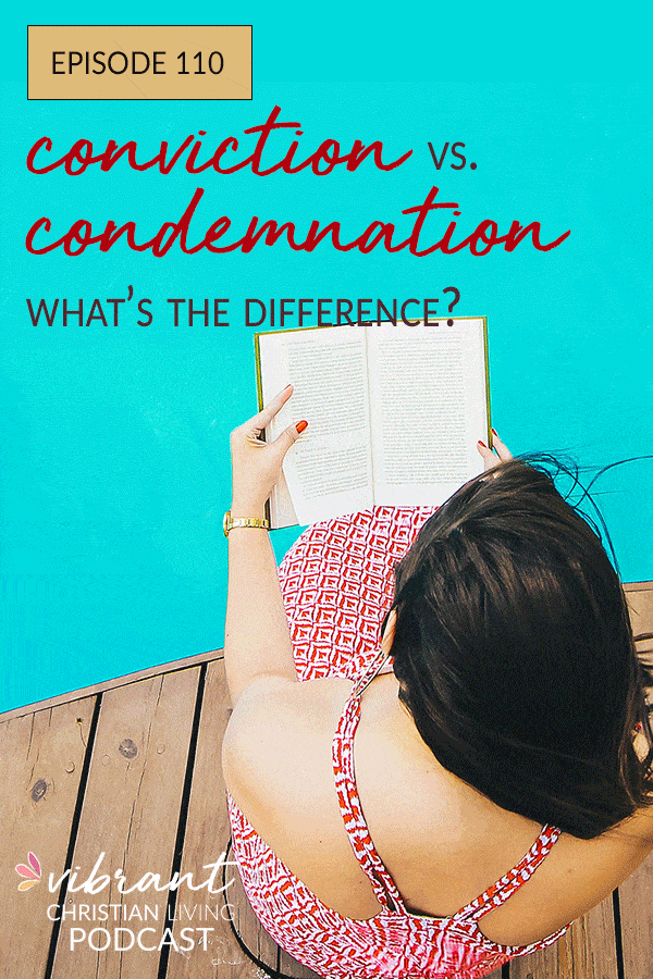 What’s the difference between conviction vs condemnation? How can we let God convict us of areas that need to change without feeling guilt and shame known as condemnation? Today’s episode tackles this very important question about hearing God’s voice, being obedient to change and not living under the heaviness of guilt so we can grow closer to God. What is the definition of conviction? What is the definition of condemnation? What does the voice of conviction and the voice of condemnation sound like, and how can we tell them apart? What is the difference between guilt and conviction? Today’s podcast gives great practical tips and Bible verses on how to tell the difference between conviction and condemnation so you can walk in freedom in Christ!